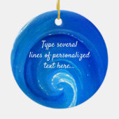 パーソナライズなイルカは|の青の海洋波を飾ります セラミックオーナメント (裏面)
