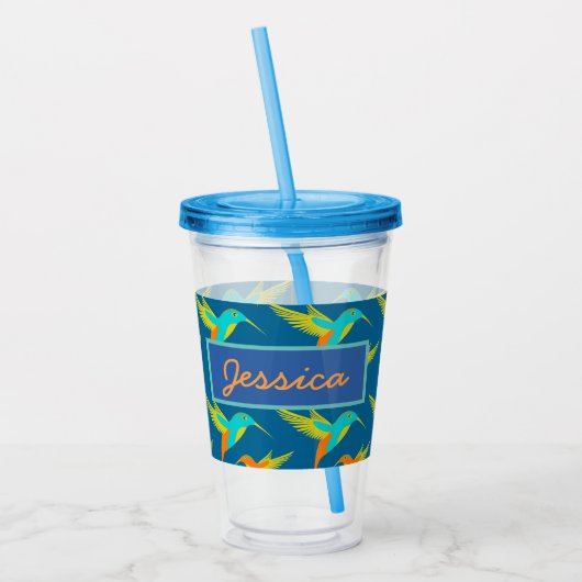 パーソナライズなエレガントでエキゾチックなハチドリ アクリルタンブラー (左)