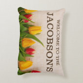 パーソナライズなエレガントでガーリーでシックな花の姓 アクセントクッション (裏面(縦))