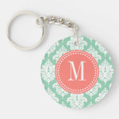 パーソナライズなエレガントで暗く真新しいダマスク織 キーホルダー (正面)