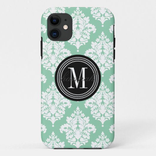 パーソナライズなエレガントで暗く真新しいダマスク織 Case-Mate iPhoneケース (裏面)