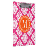 パーソナライズなエレガントなショッキングピンクのダマスク織 クリップボード (右)