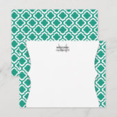 パーソナライズなエレガントなティール（緑がかった色）のモロッコのクローバー ノートカード (正面/裏面)