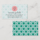 パーソナライズなエレガントなティール（緑がかった色）のモロッコのクローバー 名刺 (正面/裏面)
