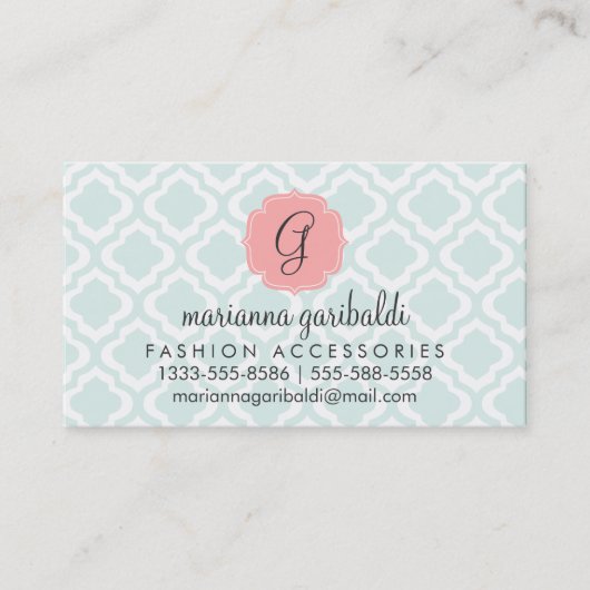 パーソナライズなエレガントなティール（緑がかった色）のモロッコのクローバー 名刺 (正面)