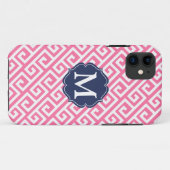パーソナライズなエレガントなピンクのギリシャ人の鍵 Case-Mate iPhoneケース (裏面(横))