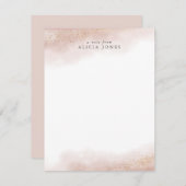 パーソナライズなエレガントなピンクの金ゴールドの雲 ノートカード (正面/裏面)