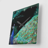 パーソナライズなエレガントな孔雀wのヴィンテージスクロール スクエア壁時計 (傾斜)