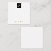 パーソナライズなエレガントな手の金ゴールドの文字のモノグラム ノートカード (正面/裏面)