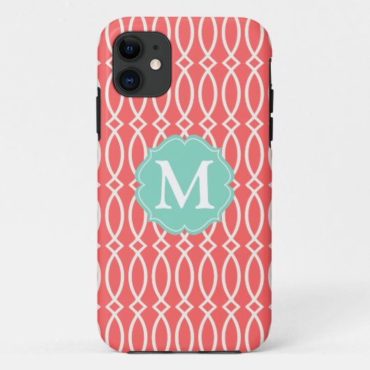 パーソナライズなエレガントな珊瑚のモダンな格子垣 Case-Mate iPhoneケース (裏面)
