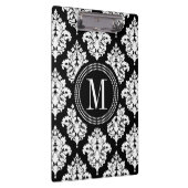 パーソナライズなエレガントな白黒ダマスク織 クリップボード (右)