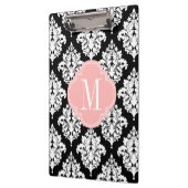 パーソナライズなエレガントな白黒ダマスク織 クリップボード (左)