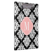 パーソナライズなエレガントな白黒ダマスク織 クリップボード (右)
