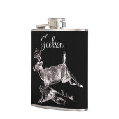 パーソナライズなオジロ鹿の木びき台の跳躍 フラスク (左)