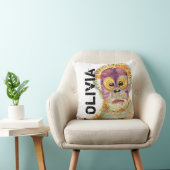 パーソナライズなオランウータンの水彩画の芸術の枕 クッション (椅子)