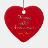 パーソナライズなオーナメントのルビー第40記念日のギフト セラミックオーナメント (裏面)