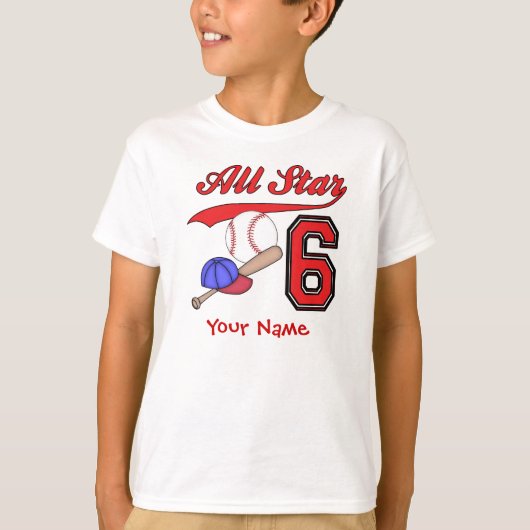 パーソナライズなオールスターの野球の第6誕生日 Tシャツ (正面)