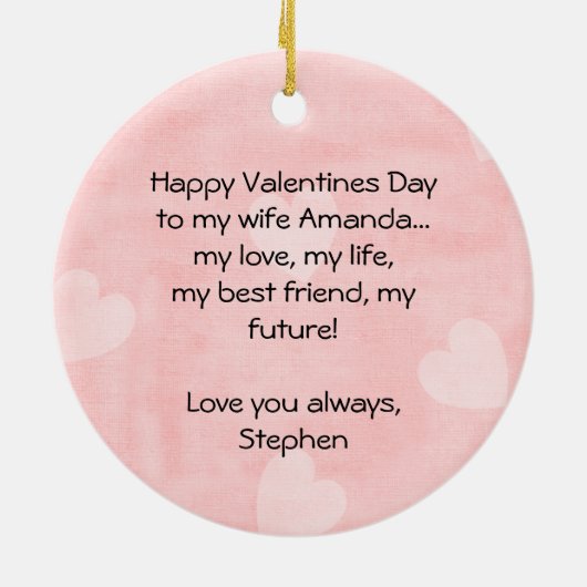 パーソナライズなカエルのキューピッドのバレンタインのオーナメント セラミックオーナメント (裏面)