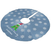 パーソナライズなカエルのクリスマスツリーのスカート フェイクリネンツリースカート (アングル)