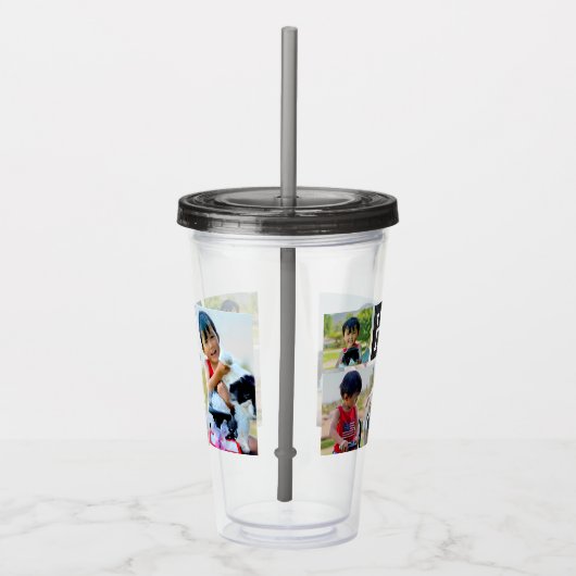 パーソナライズなカスタムな写真のモノグラムの大文字 アクリルタンブラー (右)