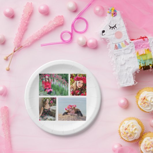 パーソナライズなカスタム4の写真色 ペーパープレート (パーティー)