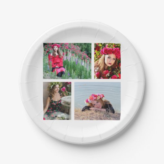 パーソナライズなカスタム4の写真色 ペーパープレート (正面)