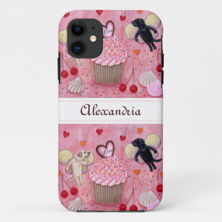 パーソナライズなカップケーキおよびラブラドールの妖精 iPhone 11 ケース