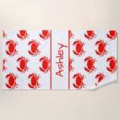 パーソナライズなカニのビーチタオル ビーチタオル (正面)