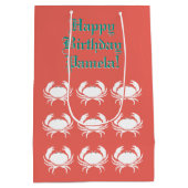 パーソナライズなカニのプリントの珊瑚のギフトバッグ ミディアムペーパーバッグ (裏面)