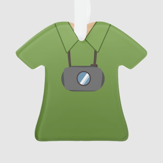 パーソナライズなカメラマンのShutterbugのクリスマス オーナメント (正面)