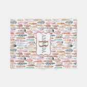 パーソナライズなカラフルなボヘミアの種族の羽 フリースブランケット (正面(横))