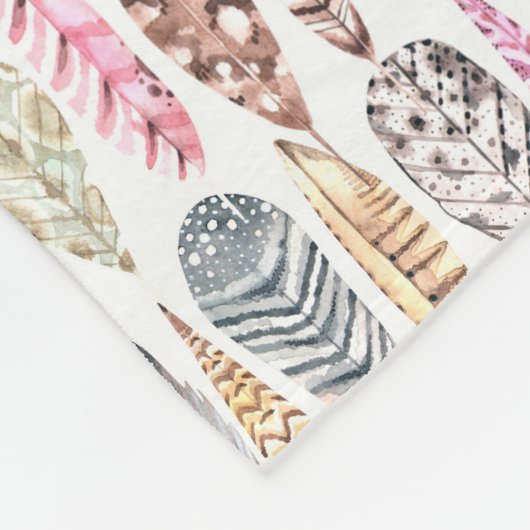 パーソナライズなカラフルなボヘミアの種族の羽 フリースブランケット (角)