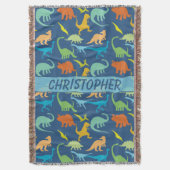 パーソナライズなカラフルな恐竜 スローブランケット (正面縦)
