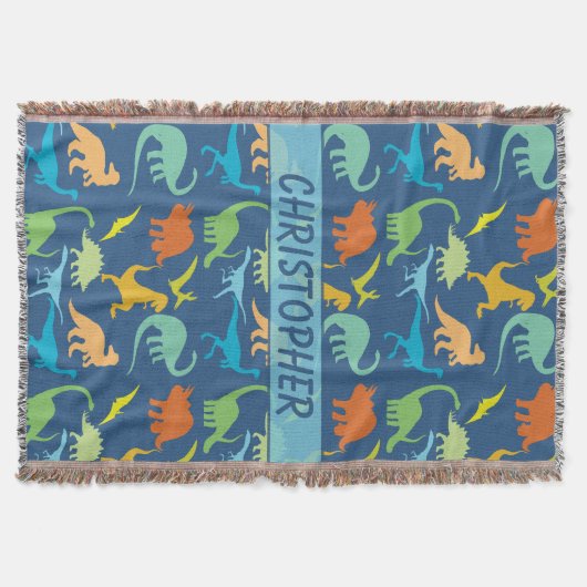 パーソナライズなカラフルな恐竜 スローブランケット (正面)