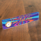 パーソナライズなカラフルによって破烈させる糸車のデザイン デスクネームプレート (側面)