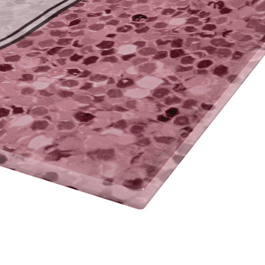 パーソナライズなガラス切断のばら色の金ゴールドのグリッター カッティングボード (角)