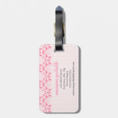 パーソナライズなガーリーでエレガントなピンクのダマスク織の覆いの弓 ラゲッジタグ