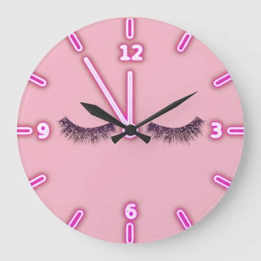 パーソナライズなガーリーで粋なグリッターのフェイクな鞭- ラージ壁時計 (正面)