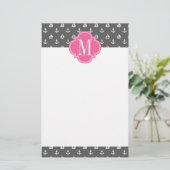 パーソナライズなガーリーで航海のないかりの木炭ピンク 便箋 (スタンド正面)