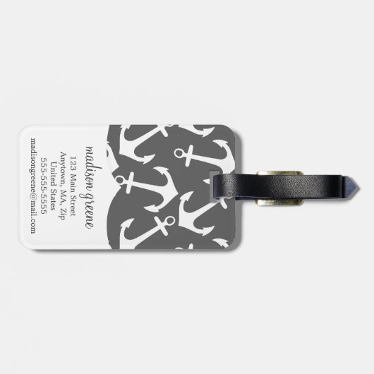 パーソナライズなガーリーで航海のないかりの木炭水 ラゲッジタグ (裏面横)