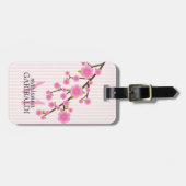パーソナライズなガーリーなピンクの桜 ラゲッジタグ (正面横)