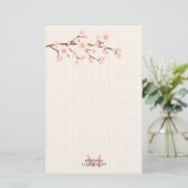 パーソナライズなガーリーなピンクの桜 便箋 (スタンド正面)