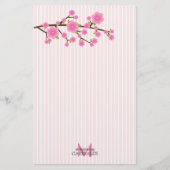 パーソナライズなガーリーなピンクの桜 便箋 (正面)