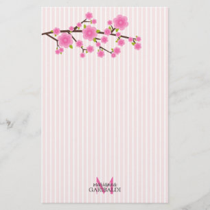 パーソナライズなガーリーなピンクの桜 便箋
