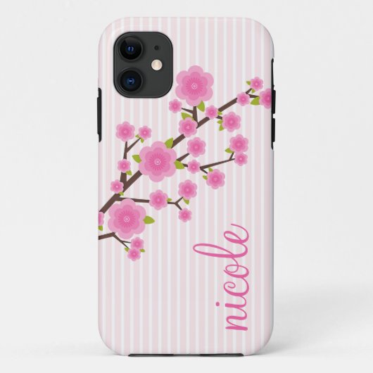 パーソナライズなガーリーなピンクの桜 Case-Mate iPhoneケース (裏面)