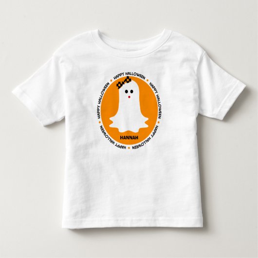 パーソナライズなガーリーな幽霊ハロウィン トドラーTシャツ (正面)