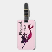 パーソナライズなガーリーな紫色の人魚絶えず動いた| ラゲッジタグ (正面縦)