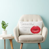 パーソナライズなキスの唇の誕生日 ランバークッション (椅子)