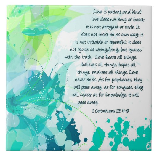 パーソナライズなキリスト教のタイル- 1Corinthians 13:4 - 8 タイル (正面)