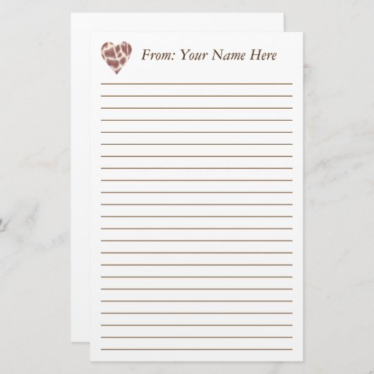 パーソナライズなキリンのハートは文房具を並べました 便箋 (正面/裏面)